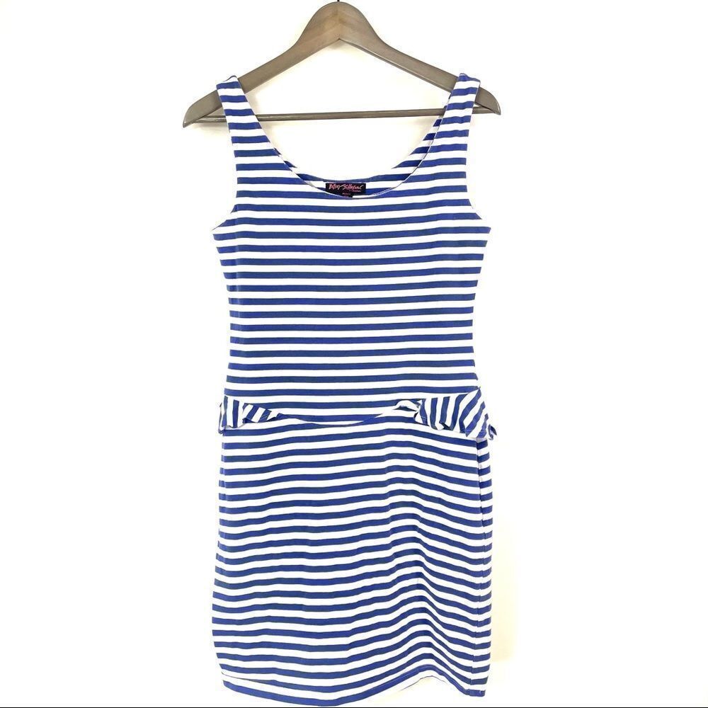 Betsey Johnson Blue Stripe Tail Feather Dress size large